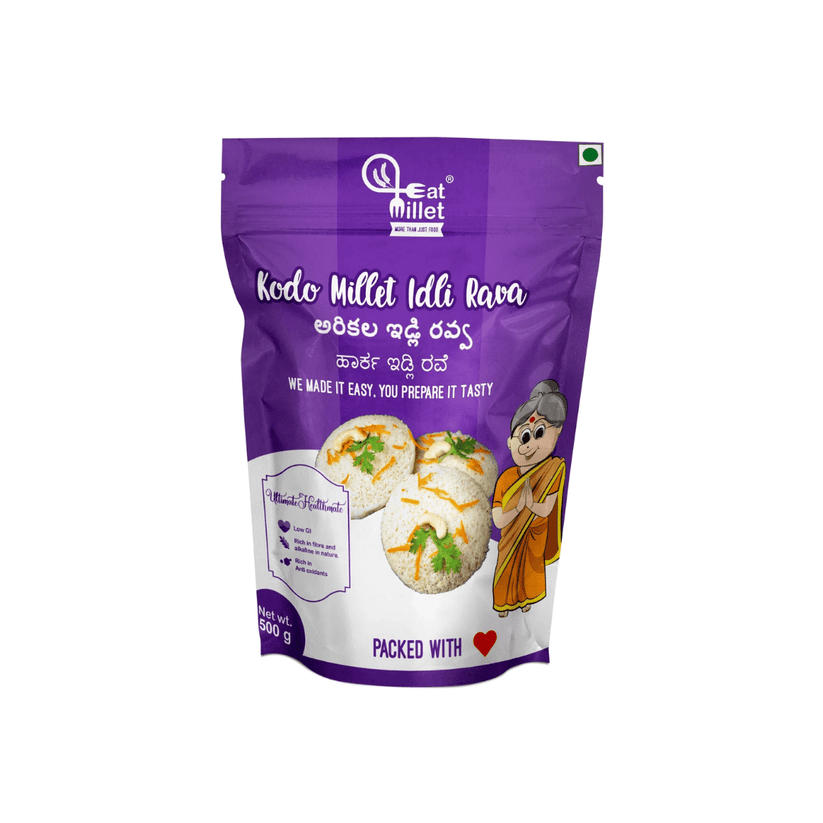 Kodo Millet Idli Rava 500 Gms | Gluten Free | 100% Naturally Organic ...