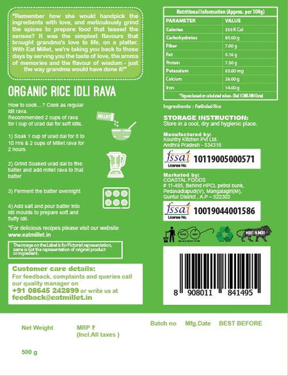 organic rice idli rava