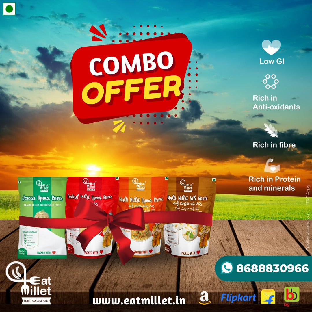 Foxtail millet upma rava, Jowar upma rava, Multi millet idli rava and ...