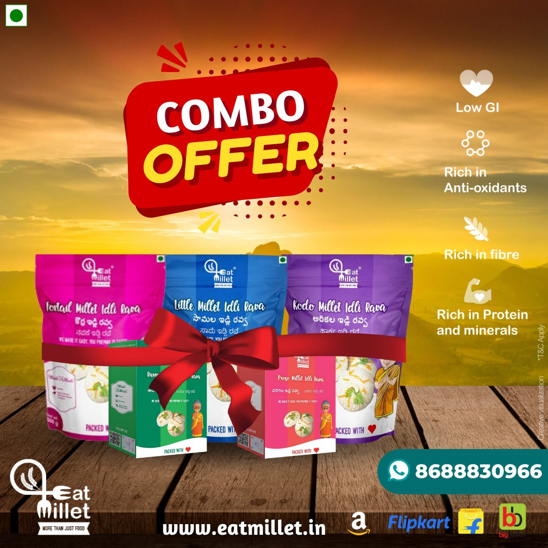 Siridhanya Millet Idli Rava Combo Pack(Kodo, Foxtail, Little, Barnyard, Proso)