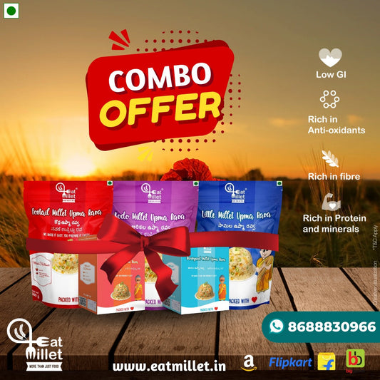 Siridhanya Millet upma rava Combo Pack(Kodo,Foxtail, Little, Barnyard, proso)