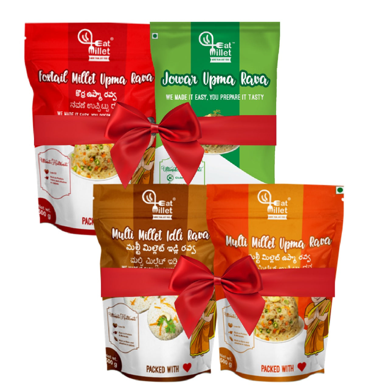 Foxtail millet upma rava Jowar upma rava Multi millet idli rava and upma rava combo pack of 4